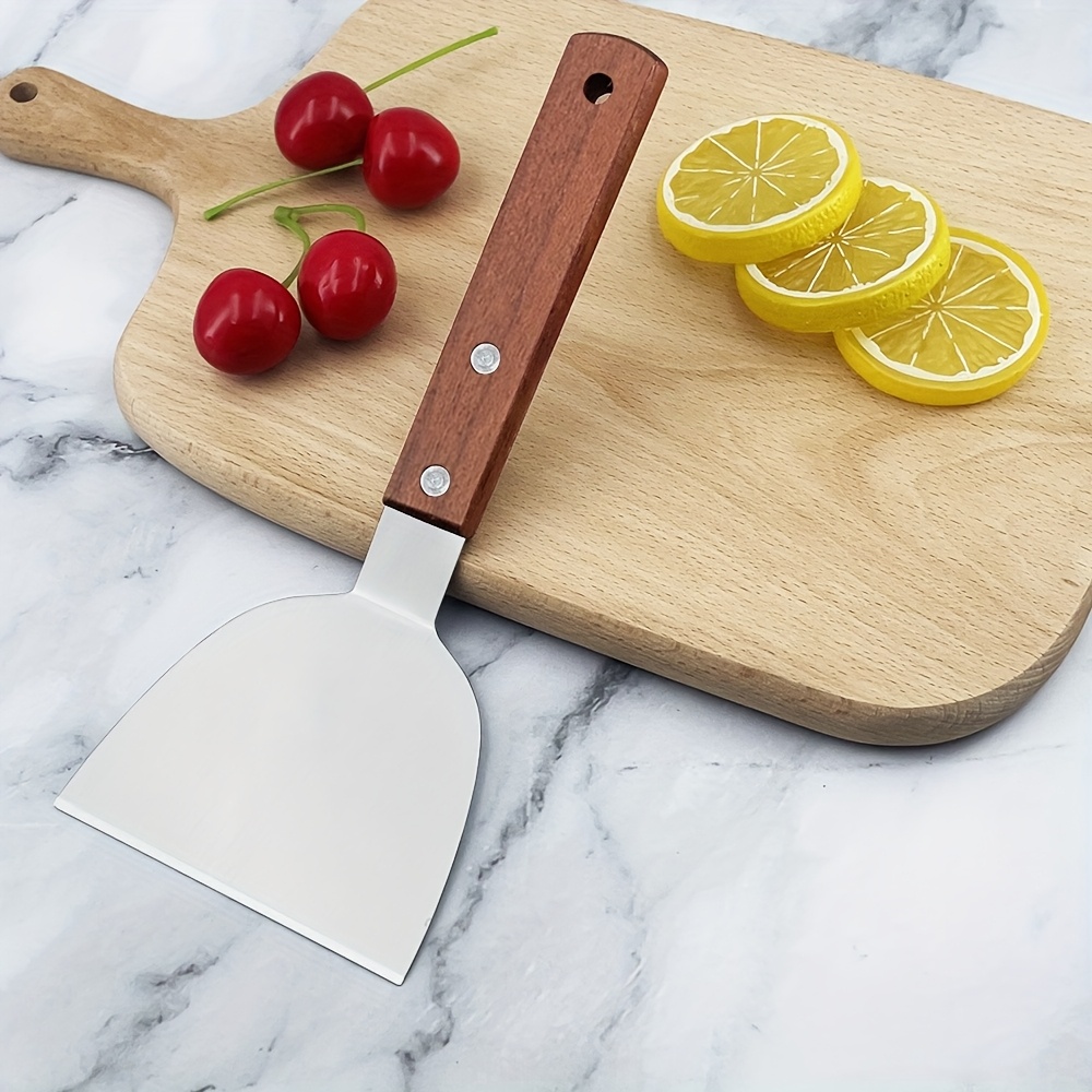 Spatules BBQ 2 Pièces Acier Inoxydable - Manche Bois - 24cm Et 27cm - Pour Grillades Et Plancha