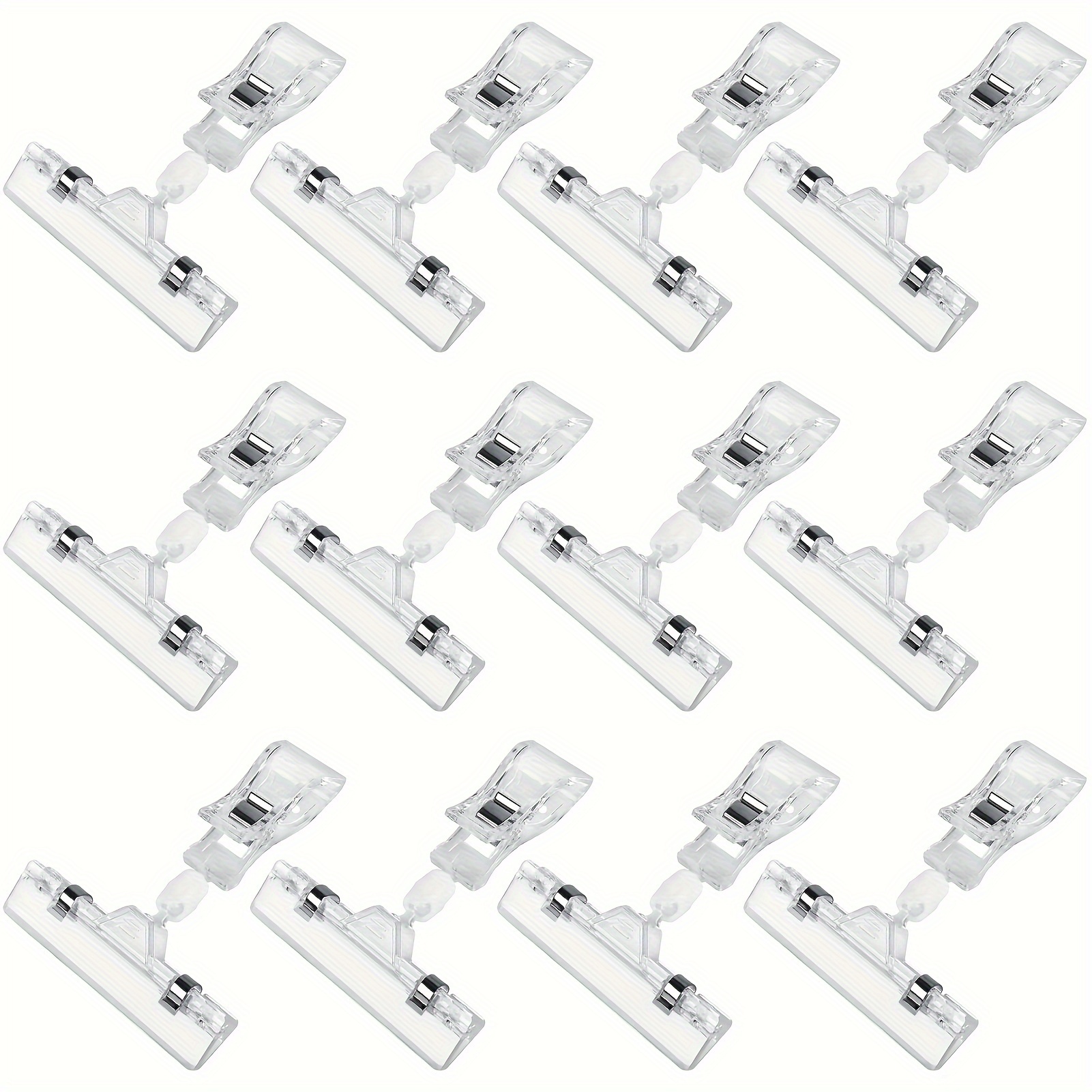 Image of 12pcs Clear Plastic Tag Holders For Retail Display - Durable Office & Supermarket Use, 3x3.94" Clips For Advertising And Product Labels