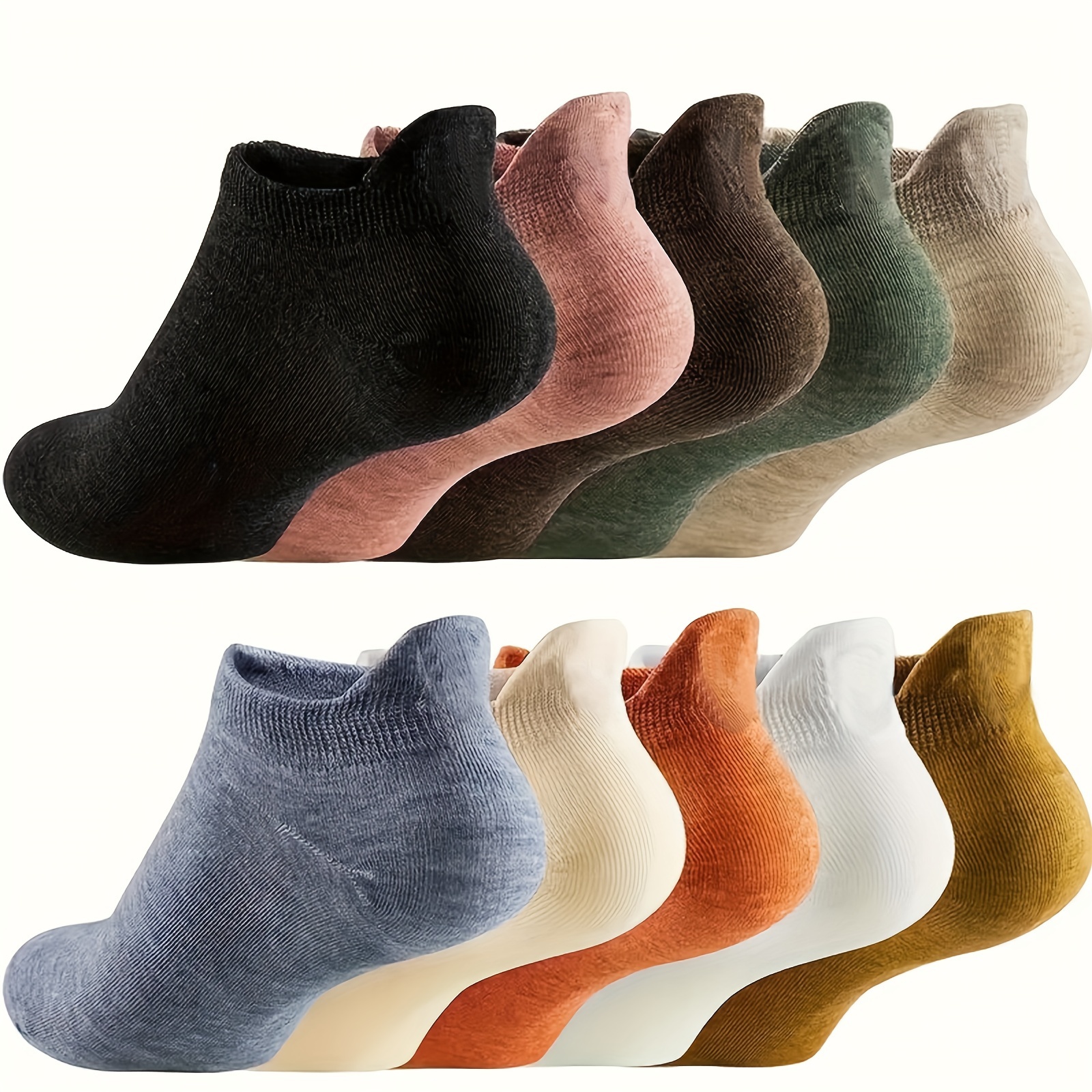 

10 Pairs Embroidered Ankle Socks, Simple & Comfy Low Cut Socks, Women's Stockings & Hosiery