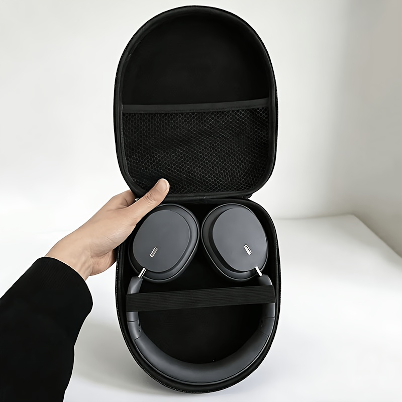 TEMU Grande pochette de rangement multifonctionnelle noire pour écouteurs, étui pour écouteurs Bluetooth, sacoche accessoire pour appareil photo