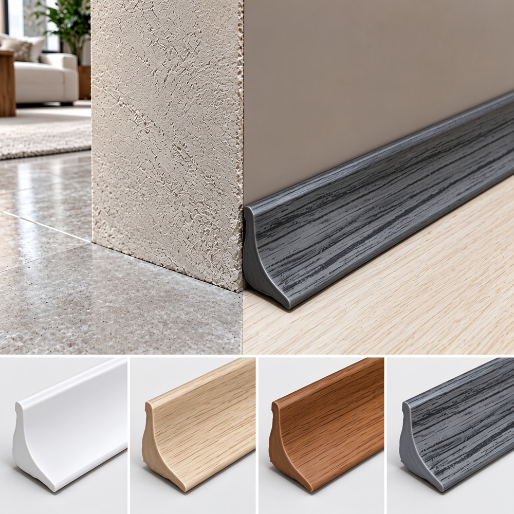 TEMU 1 Roll 6.23ft Floor Transition Strip, Self-adhesive Baseboard Moulding, Pvc Peel And Stick Skirting Trim, Waterproof Easy- Baseboard For Home