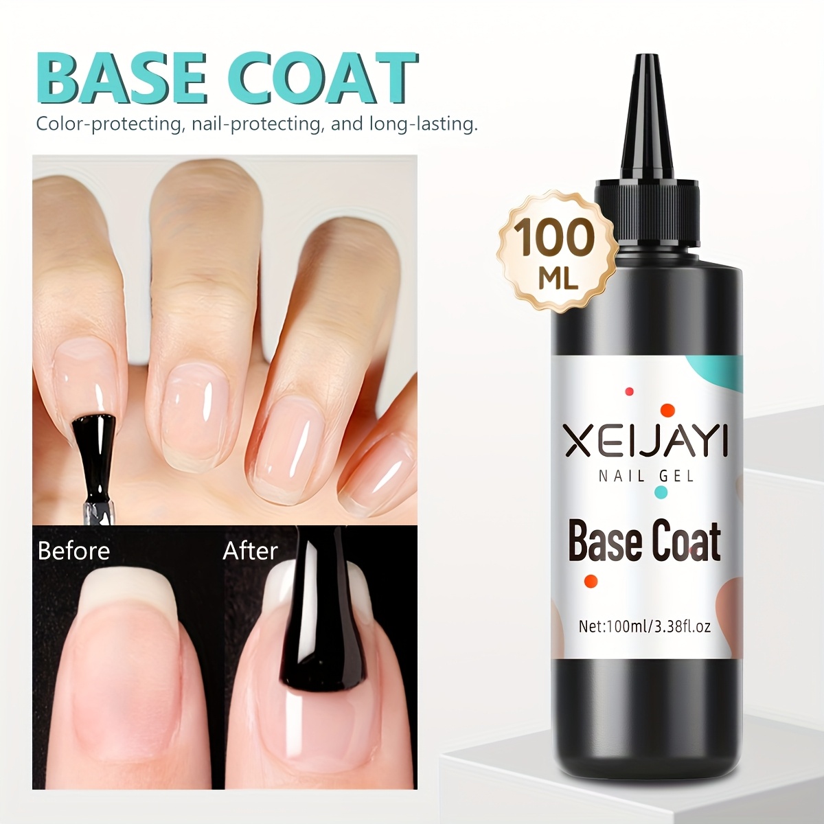 1pc 100ml Base Coat - Color Protecting, Nail Surface Reinforcement, Long- Protection