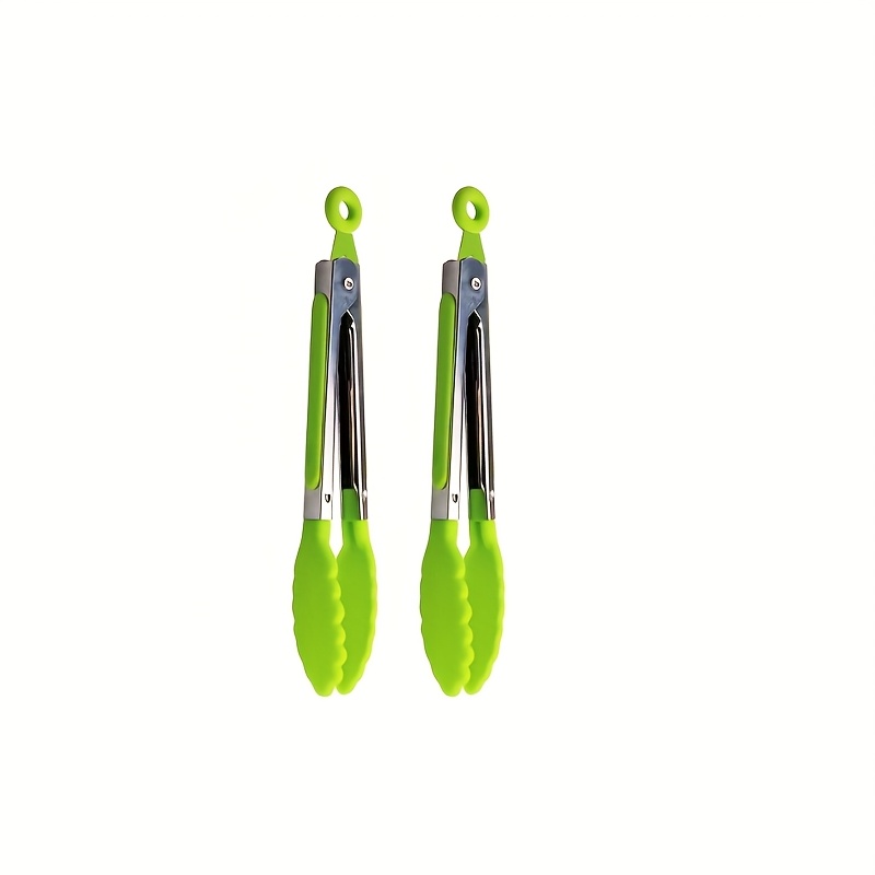 TEMU 2 pinces de cuisine en acier inoxydable avec têtes - Petites pinces de 7 pouces, pinces de cuisine antiadhésives résistantes à la chaleur, mini