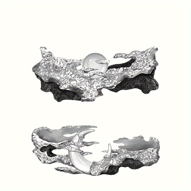 Sun & Moon Couple's Adjustable Open Alloy Statement Ring