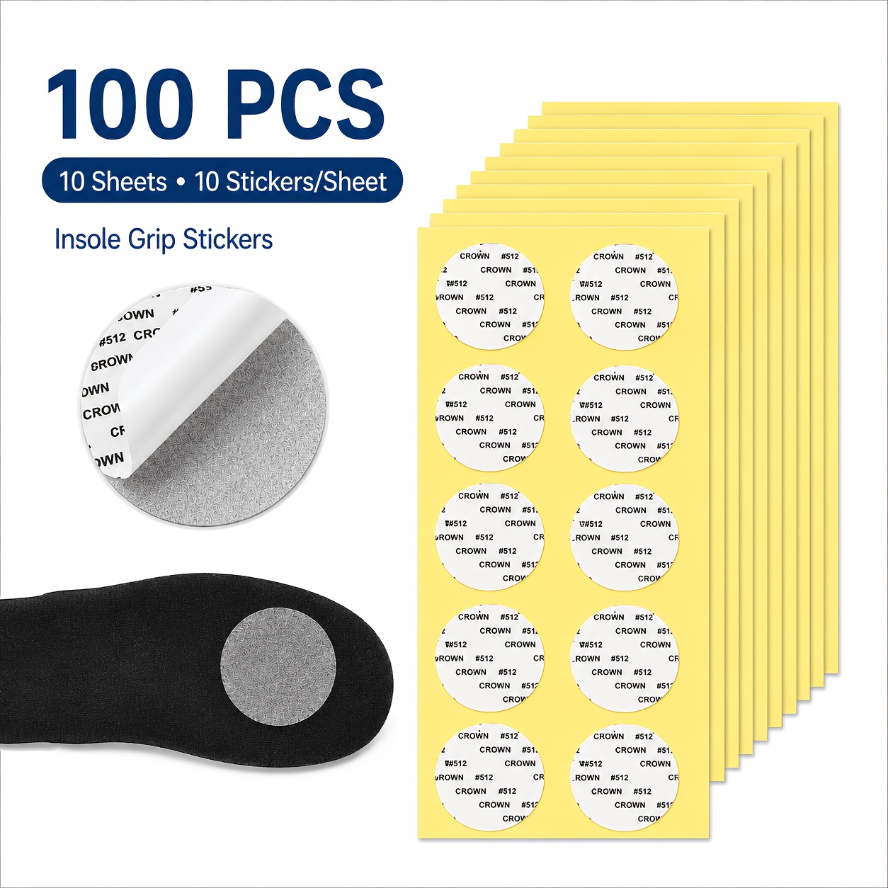 Image of 100pcs Insole Anti-slip Stickers, Round Adhesive Dots For Insole Inserts, Peel And Stick Pads To Keep Insoles, Forefoot Pads, Half-insoles, And Arch Supports In