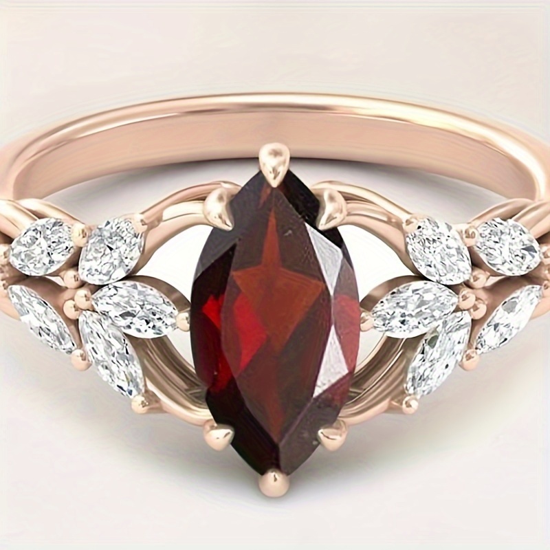 

Luxurious 18k Gold-plated Scarlet Zircon Ring - Chic, Dazzling Accessory For Every Occasion & Gift Idea