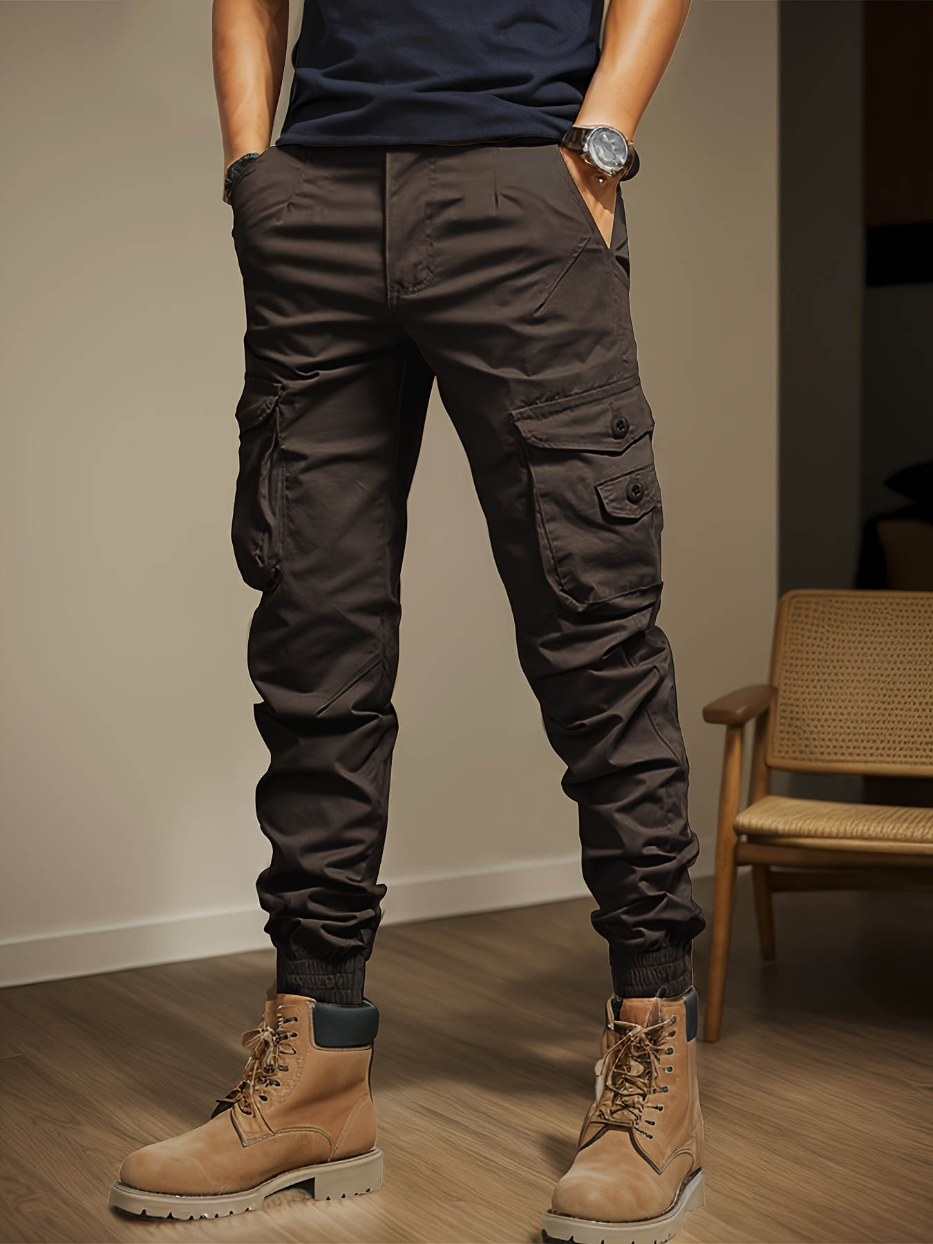 Pantalon Con Bolsillos Laterales Hombre Pantalón Cargo Para Hombre