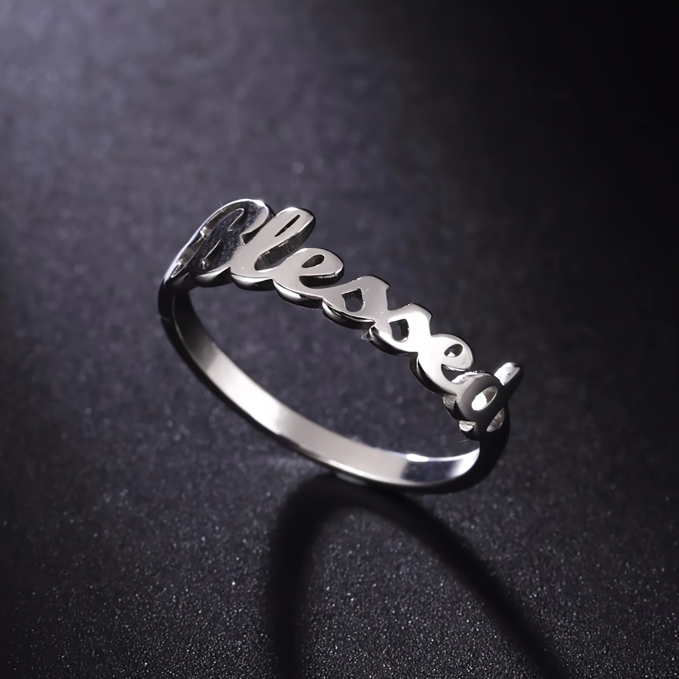 

Blessed" Stainless Steel Ring - Fashion Wedding Band, Style, Perfect Gift For Couples
