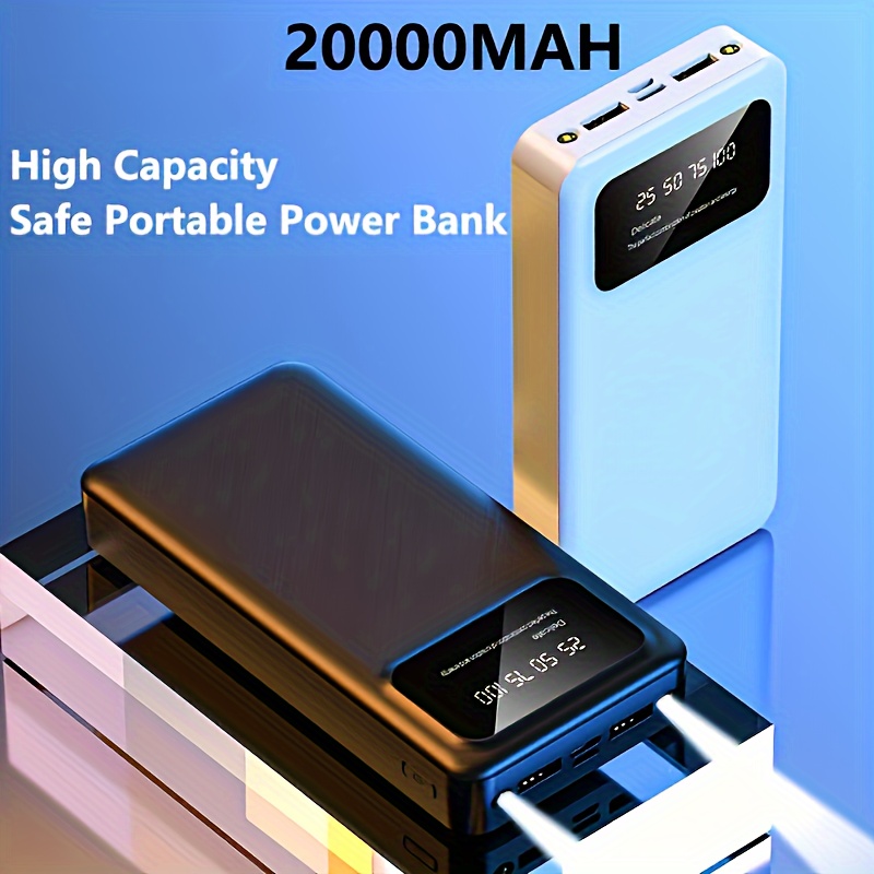 

Portable Power Bank, 10000/20000mah High Capacity, 5v 2.1a Usb Output, Type-c, Micro, Led And Digital Display, Compatible With Android And Iphone Devices