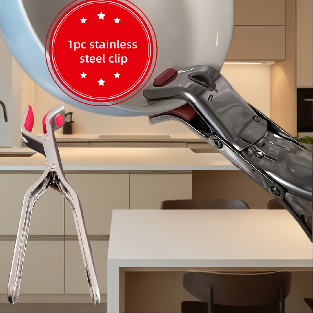 1pc Heavy-duty Stainless Steel Tongs, A Non-slip, Heat-resistant Kitchen Tool, Non-food Contact, Easy To Clean, Suitable For Home, Outdoor, Rv, Etc
