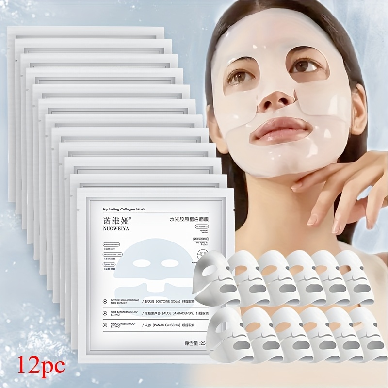 12-sheet Pack - Deep Collagen Mask, Moisturizing Firming Mask, Overnight Moisturizing Mask, Suitable For Types For Hydration And Vitality, Skincare