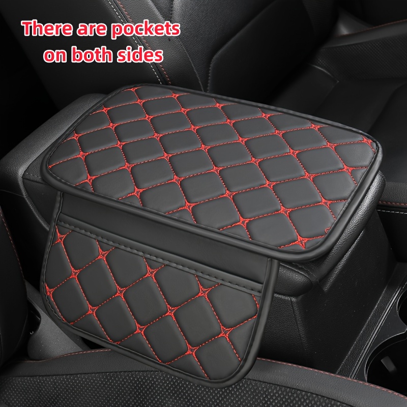 E-shop Vier-Ecken-Sternmuster Auto-Mittelarmlehnenbox-Pad, Auto-Armlehnen-Pad, Unterteilt in Modelle mit Doppeltasche ohne Tasche, PU-Ledermaterial,