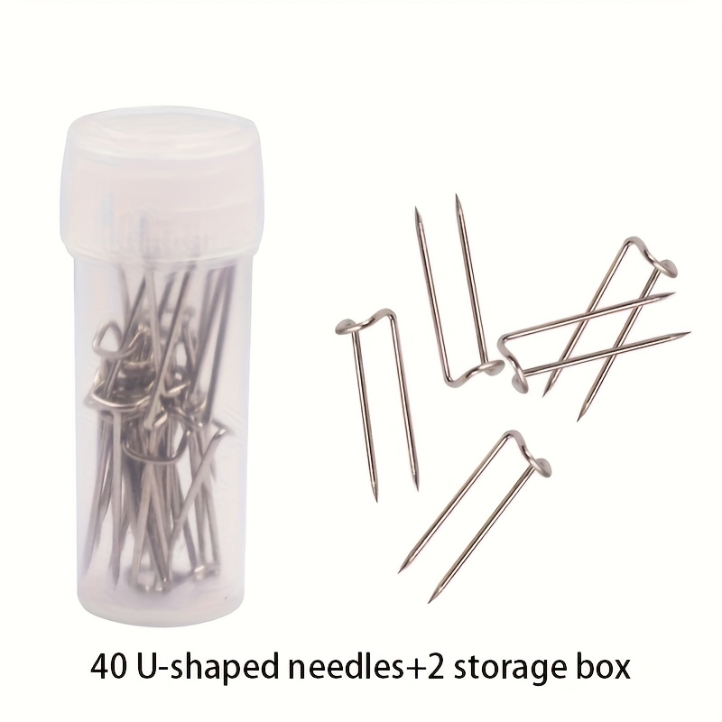 TEMU Épingles en acier inoxydable argentées de U, 20/40/60/80/100 pièces, pour présentoir à bijoux, appliqué de courtepointe, épingles de couturière,