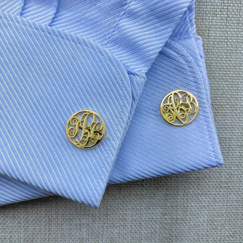 TEMU Custom Letter Combination Cufflinks, Personalized Minimalist Round Letter Logo Cufflinks, Stainless Steel Suit Shirt Cufflinks, Men's Fashion