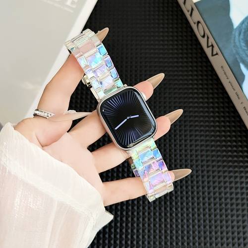 compatible with for watch bands featuring colorful transparent ice block designs for 11 bands