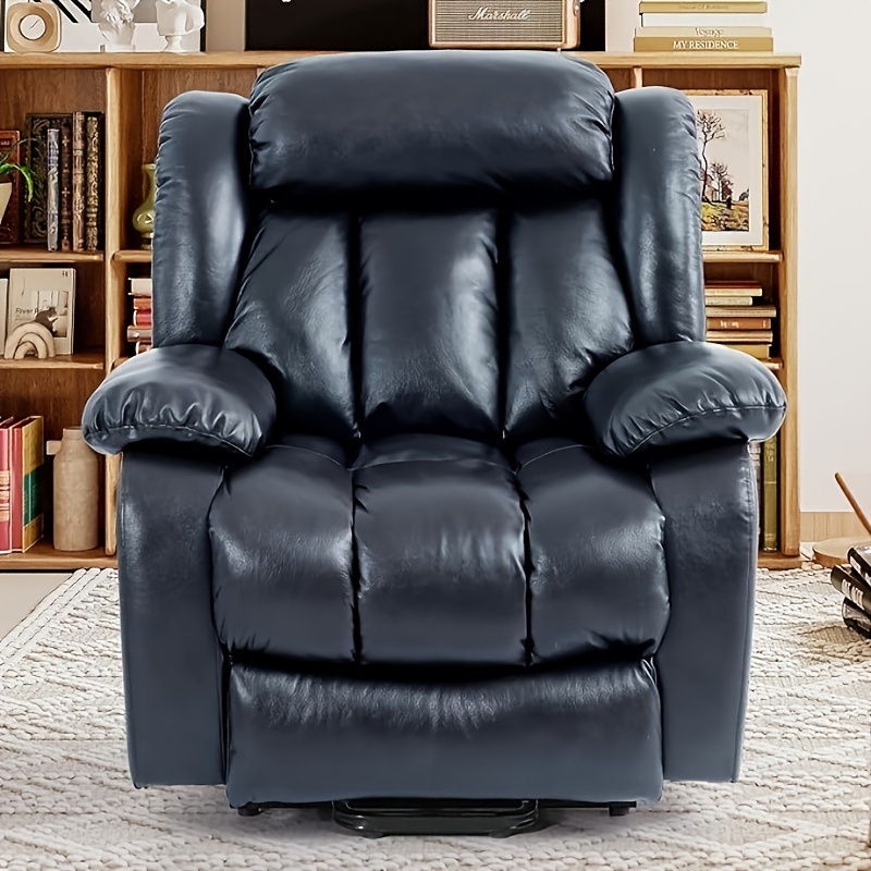 dual motor lay flat   recliner chair for elderly armchair adjustable breathable leather sofa chair with massage and heating for living room infinite position lift recliner navy blue Product details 6