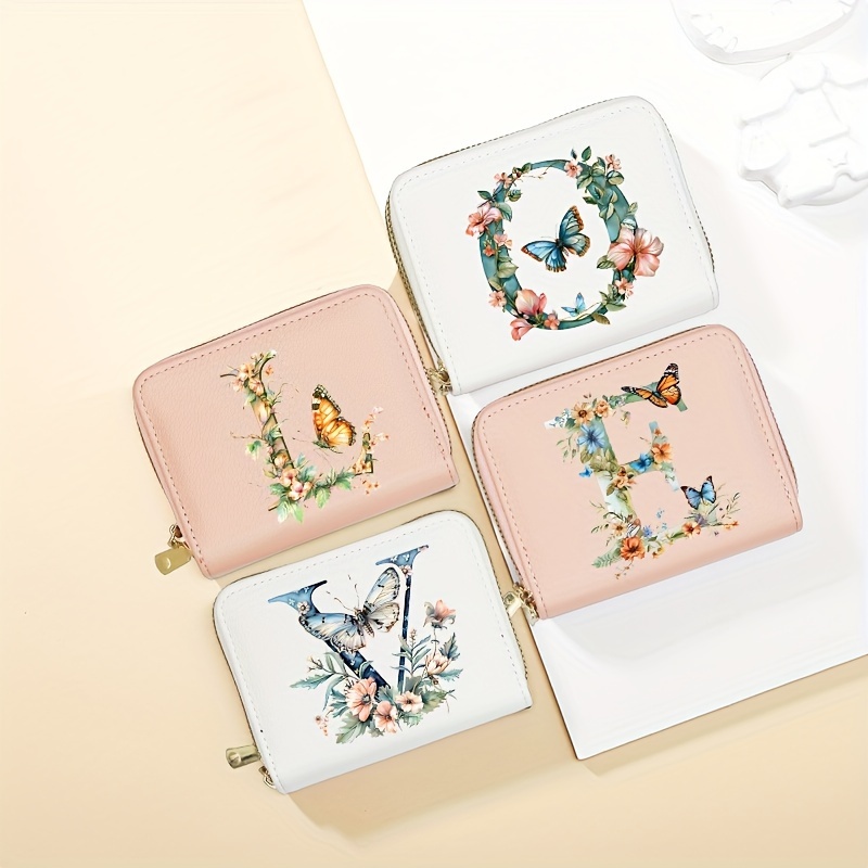 

Fashion Floral Butterfly Printed Women' Purse, Leather Compact Card Wallet With Zipper, Elegant Asian Collection - Yiwu Production Area