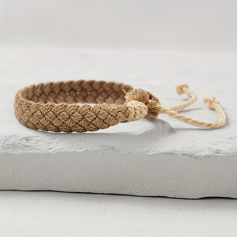 Image of 1pc/ Hand Woven Bracelet Men's And Women' Rope Simple Vintage Woven Rope Bracelet