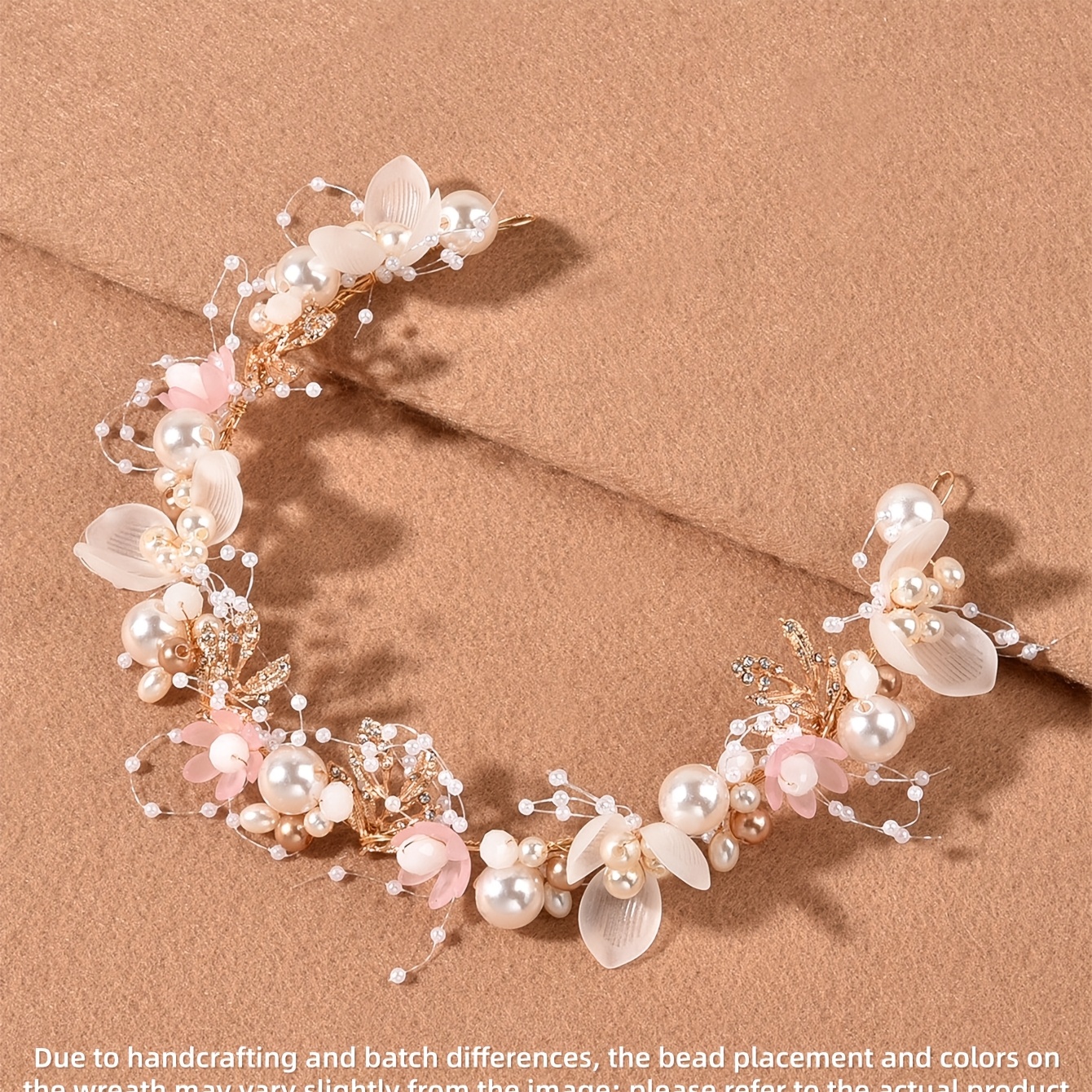 Image of [bagged/] 1pc Girls' Rhinestone Flower Crown Hair Accessory, Handmade Floral Wreath Hairpiece, Wedding/birthday/performance Accessory