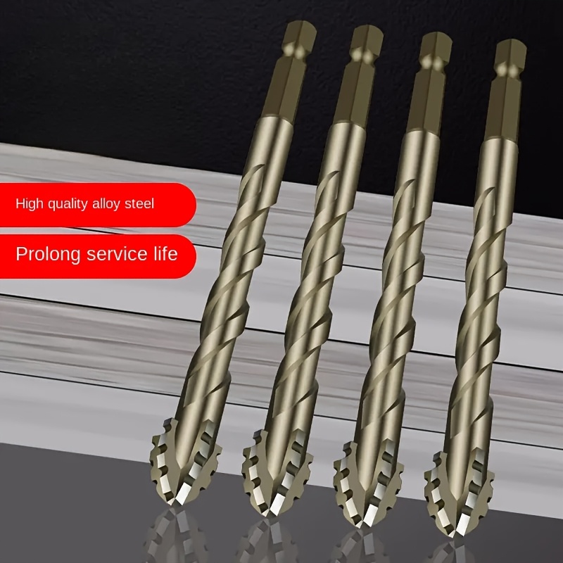 

4pcs Carbide Drill Bits Set - , High-efficiency For Ceramic, Glass, Marble, Concrete & Stainless Steel