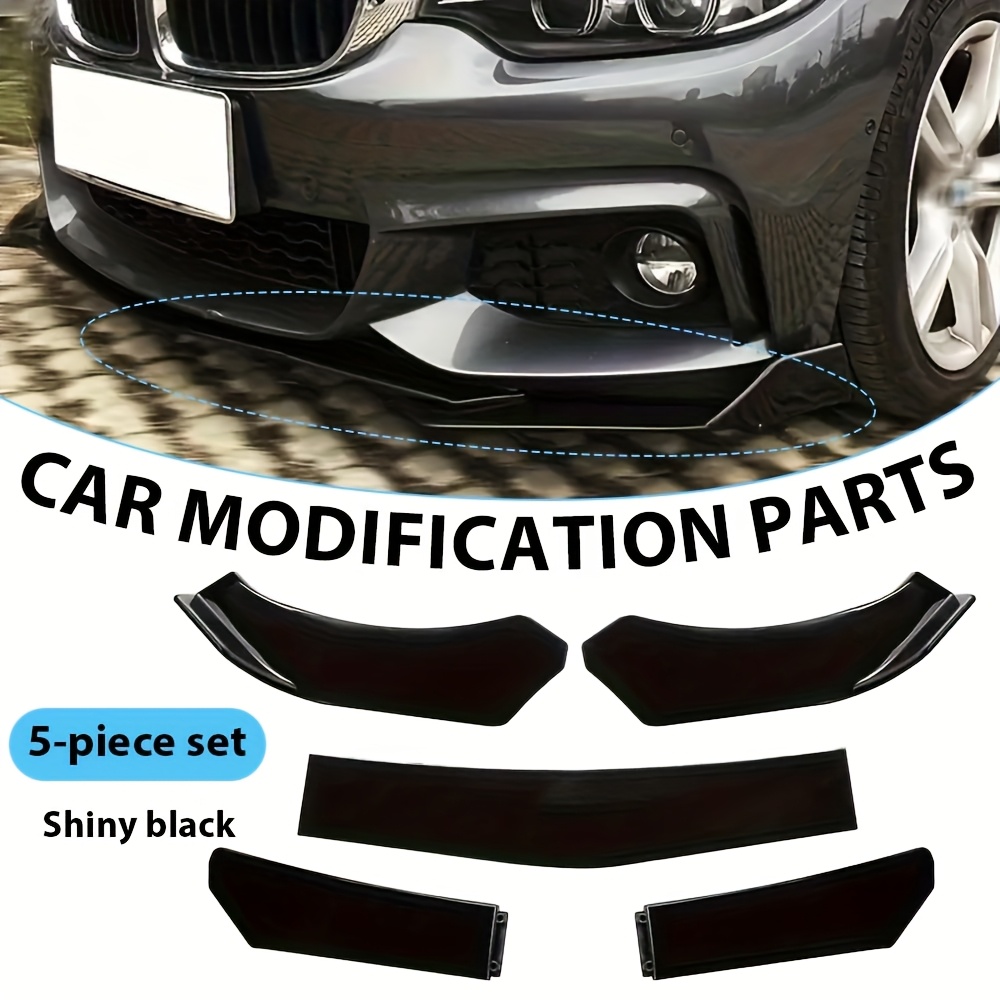 5pcs   car modification parts universal front   adjustable five section front lip enclosure detachable bumper body kit automotive exterior accessories