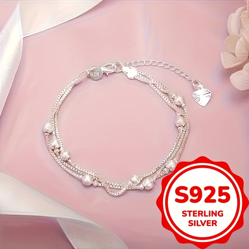 Boho Chic Bracelet Matte Beads & 925 Silver Chain