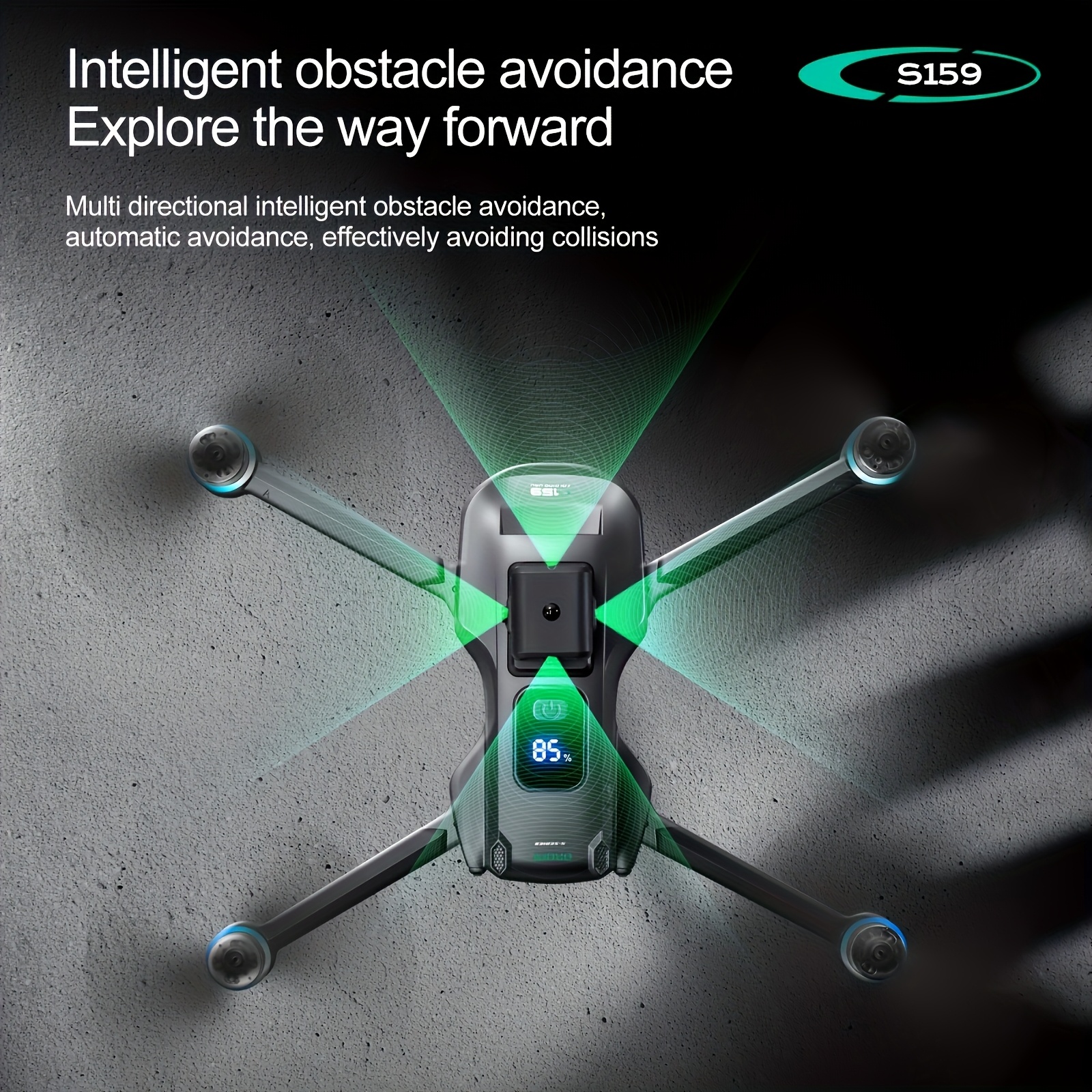 S159 GPS Brushless Folding Drone with Dual Camera, Obstacle Avoidance On 4 Sides, Optical Flow Positioning, Remote with LCD Display, Battery Indicator, 5G WiFi FPV, Foldable Quadcopter