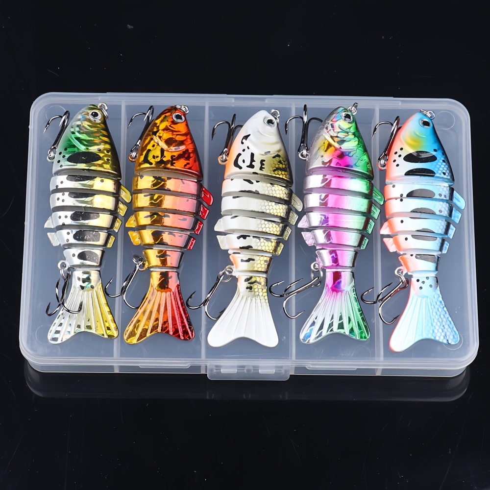 TEMU 5pcs Fishing Lures Multi Jointed Fish Fishing Kits Slow Sinking Lifelike Swimbait Freshwater And Saltwater Crankbaits For Bass Trout Bass Lures
