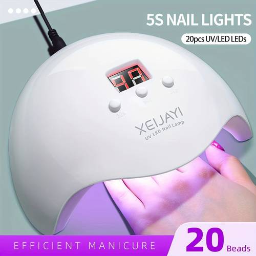 1pc white led nail lamp 20 lamp beads nail lamp gel nail light with 3 timer setting led suitable for home nail salons art