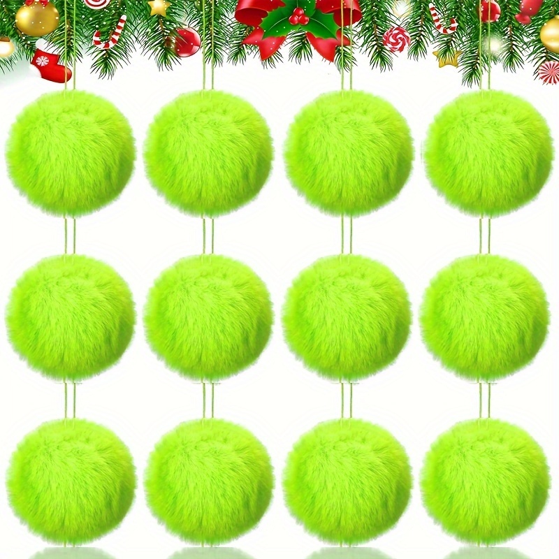 

12pcs Green Plush Christmas Tree Ornaments - Holiday Decor For Home, Office, And Parties