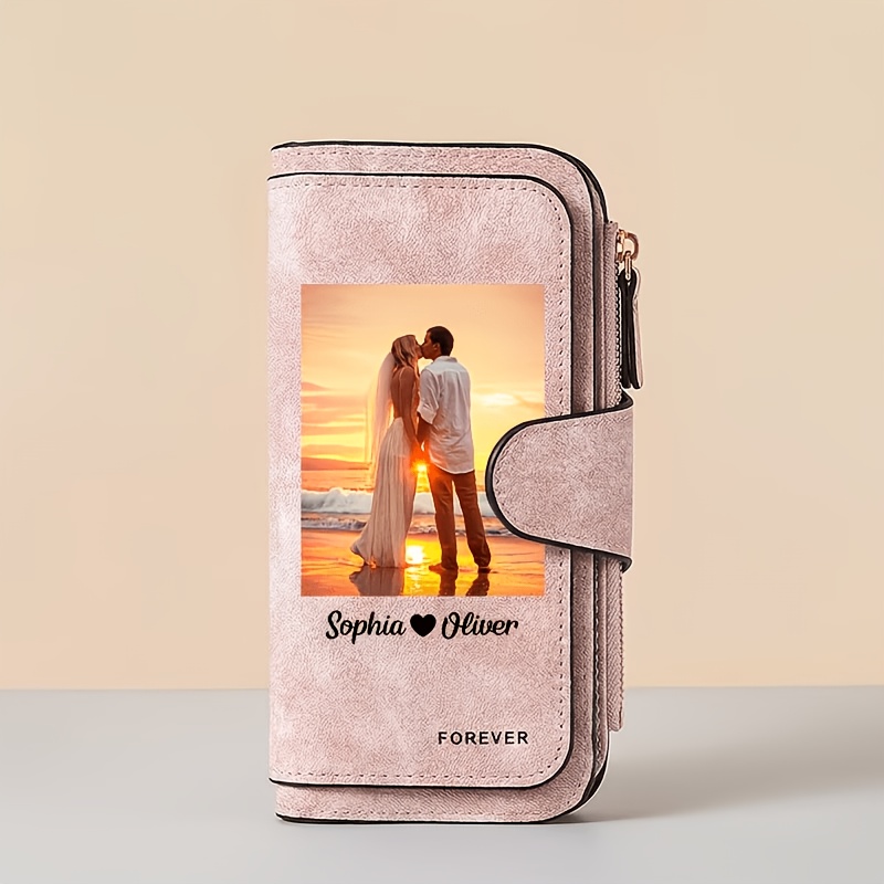TEMU Personalized Women's Wallet - Custom Name/logo/image - Card Case, , Matte Pu Coin Purse, Premium, - Ideal Gift For And Mothers