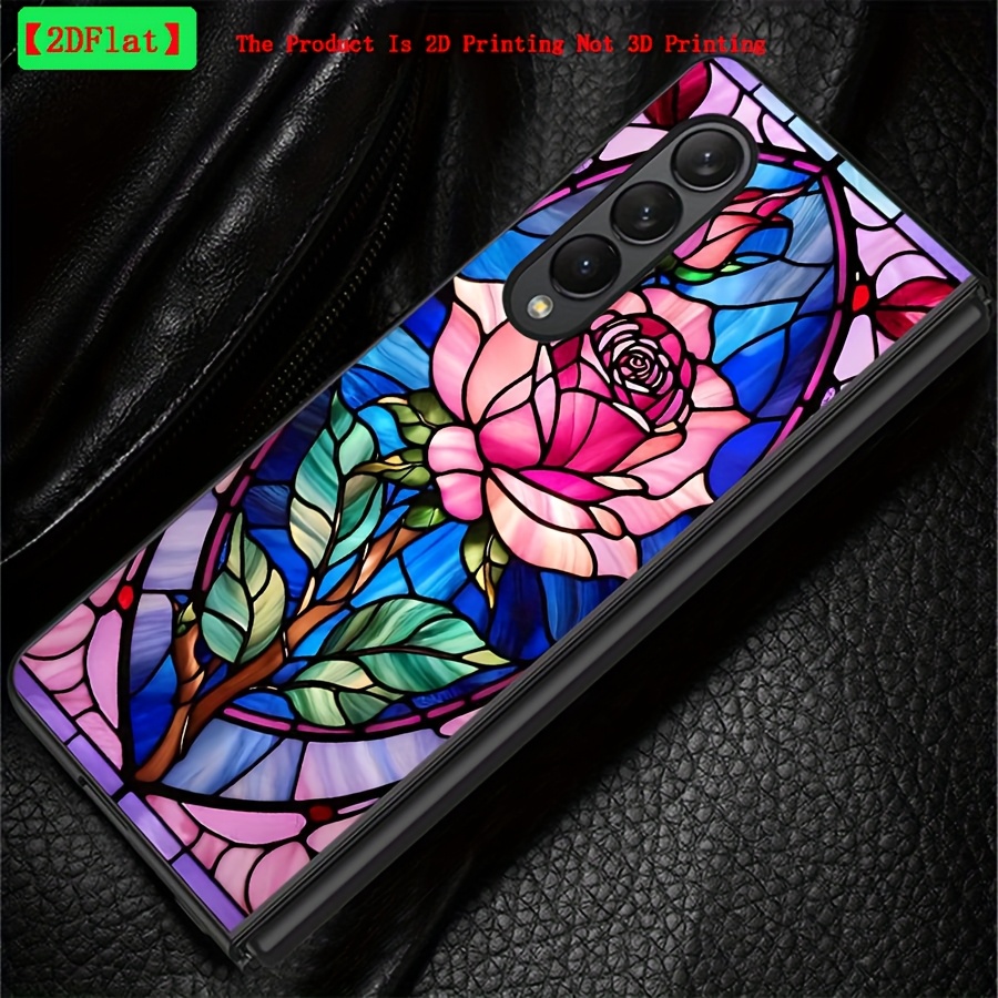 TEMU Phone Case - 2d Flat Back Cover Case Suitable For For Galaxy Z Fold 3 Z Fold 5 Z Fold 4 Z Fold 6 Flower Mural
