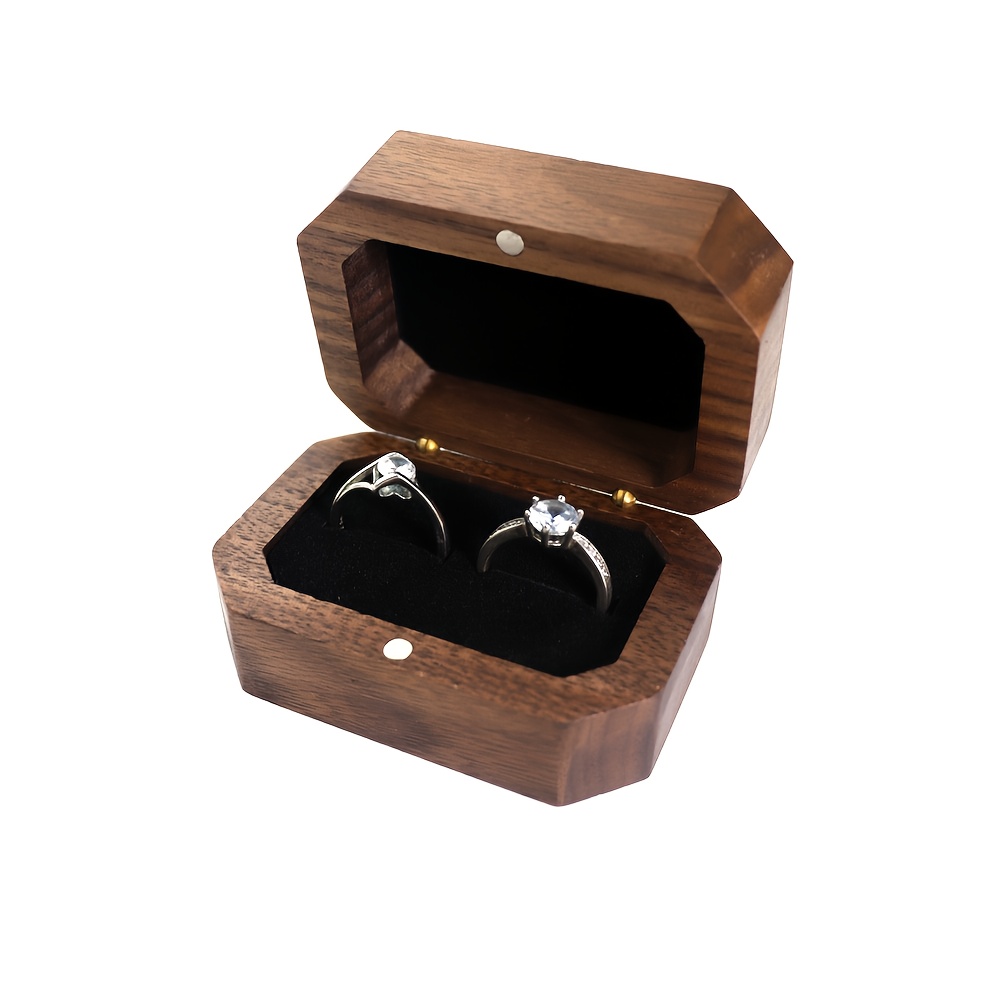 Wedding Proposal Ring Box Walnut Wood, Jewelry Packaging Box For Diamond Rings, Earrings, And Studs, Jewelry Boxes