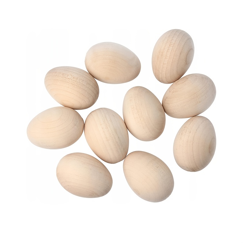 

10pcs Unfinished Wooden Easter Eggs For Crafting, Painting, And Holiday Decorations, Manufactured Wood, With No Electricity Needed For Diy Easter Projects And Gift