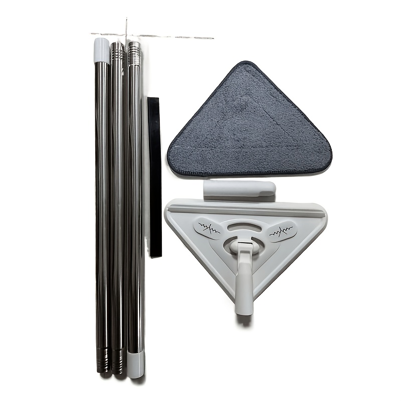 TEMU 3pcs Glass Squeegee Household Window Double-sided Hand-free Triangle Mop Lengthened Window Cleaner