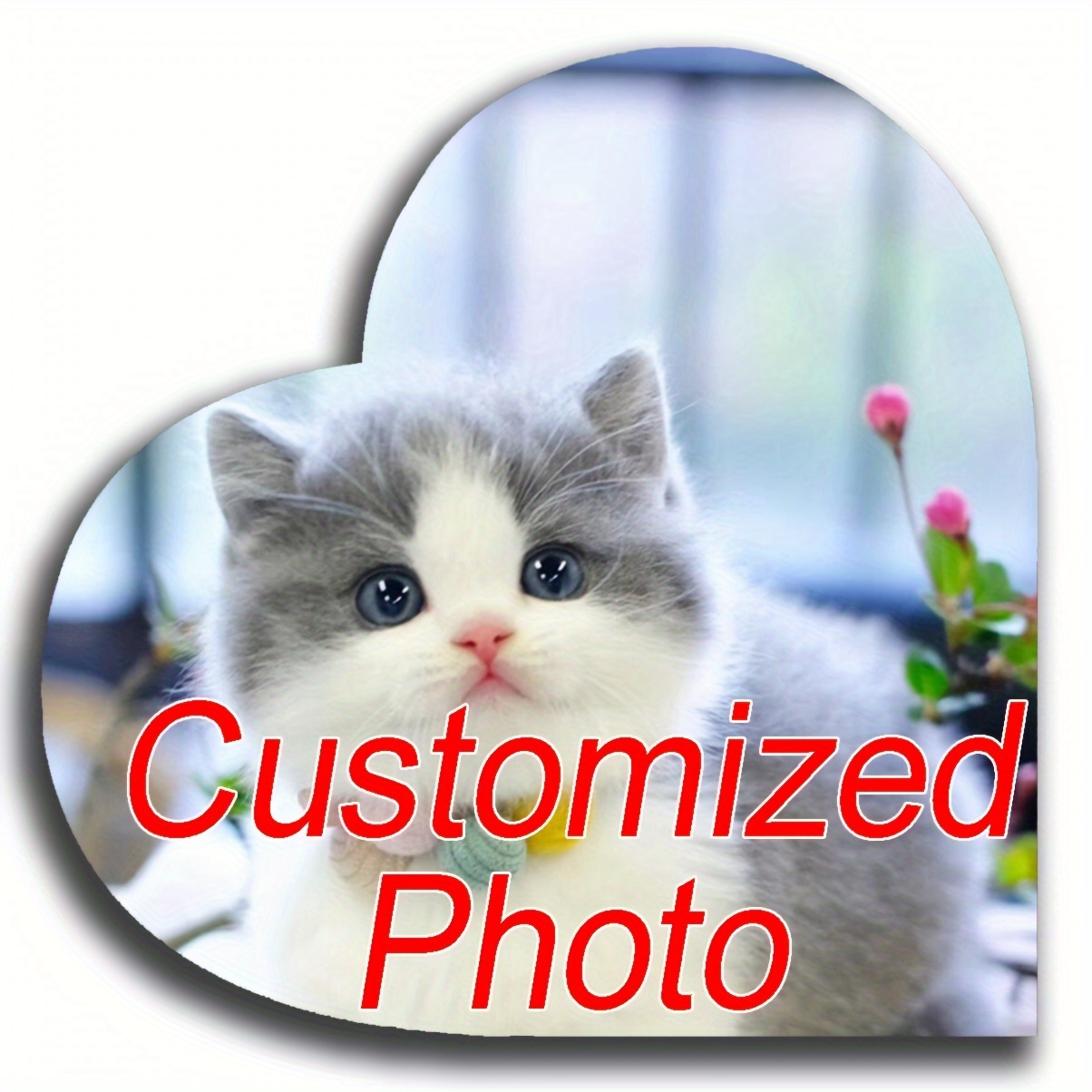 

Custom Heart-shaped Acrylic Photo Plaque 3.93x3.93" - Personalized Cat Memorial Keepsake, Kitten Family Gift, Custom & Office Decor