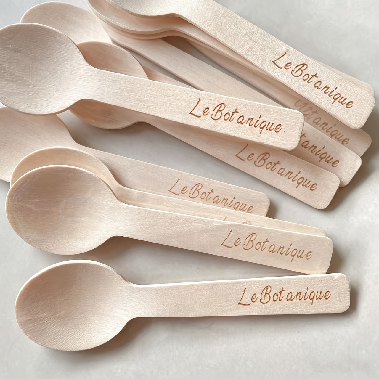 TEMU Juego de Suministros para con Cucharas de Postre Personalizadas 99/198, Cuchara de Helado, Mini Cucharros Individualmente con Grabado en Madera,