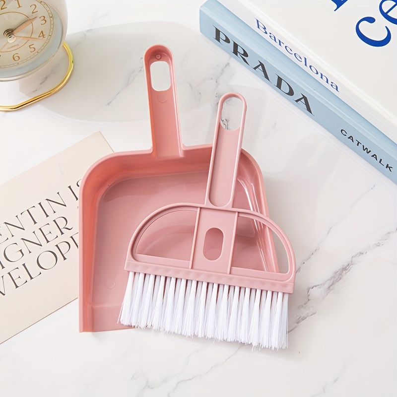 TEMU Desktop Mini Broom Set For Home Use - Creative Cleaning Combo With Dustpan And Crevice Brush, 2pcs Kit