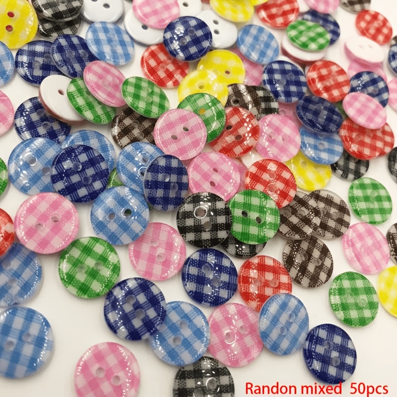 TEMU Lot de 50 boutons à motif de treillis en résine, couleurs mélangées, style , pour chemise, vêtements, accessoires de couture, bricolage, loisirs