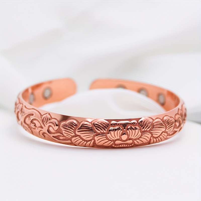 E-shop Damen Mode-Armreif, offener magnetischer Armreif aus rotem Kupfer, Unisex, modischer Schmuck als Geschenk, geeignet für den täglichen Gebrauch