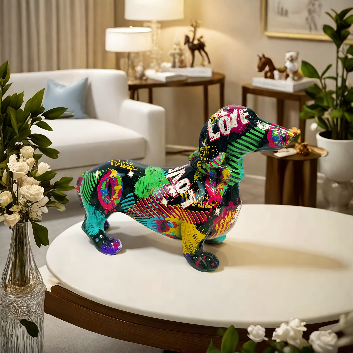 a   dachshund statue a cute and abstract decorative piece for the desktop suitable for placement   room coffee table bedroom nightstand office desk or hallway shelf and     as a holiday gift Product details 4