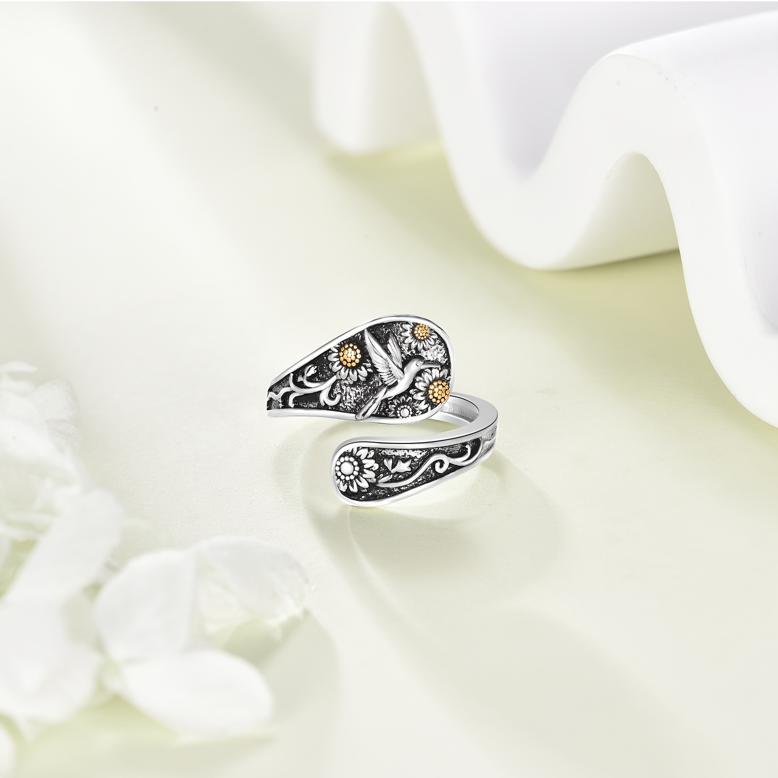 Women's Hummingbird Adjustable Ring — 925 Sterling Silver