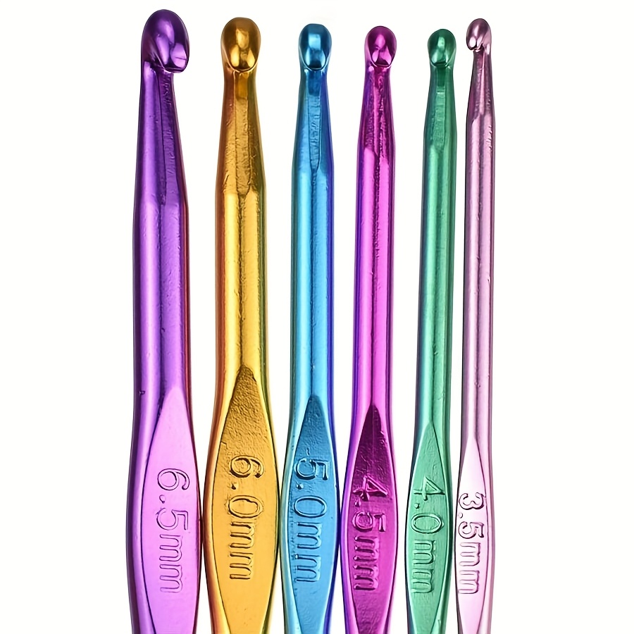 6 Aluminum Oxide Crochet Hook Knitting Tool Sweater Needle Metal Aluminum Oxide Color Crochet .5, 4.0, 4.5, 5.0, 6.0, 6.5mm Color Random