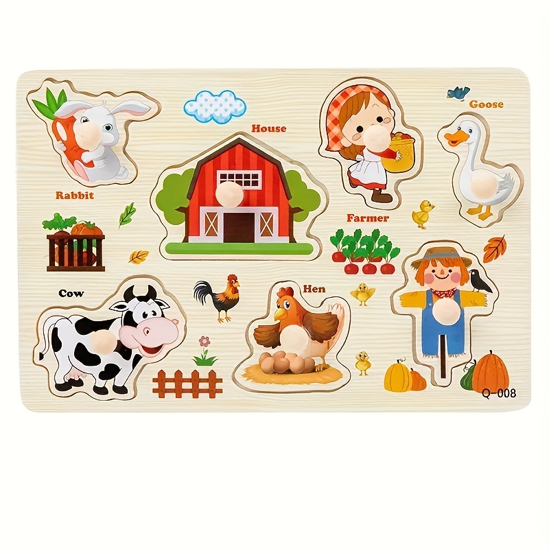 TEMU Wooden Peg Puzzle For Toddlers, Puzzles Gifts Toys For 1 2 3 Years Old Boys Girls, 1 Pack Toys Educational Blocks Kids Gift Baby Learning Toy