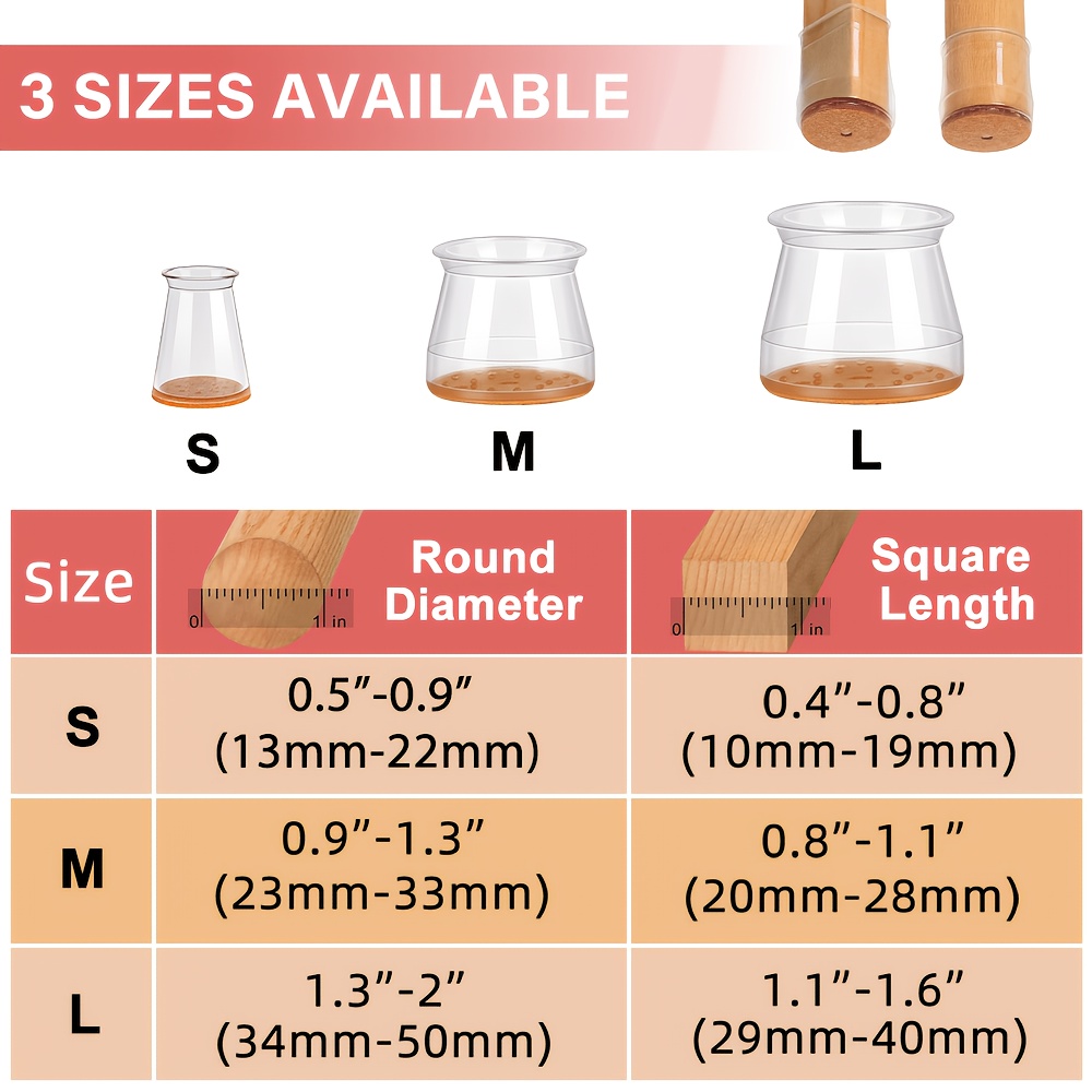 Image of 32pcs Of Silicone Chair Leg Floor Protector, Stool Leg Protection Cap, Hardwood Floor Non-slip Chair Leg Cap