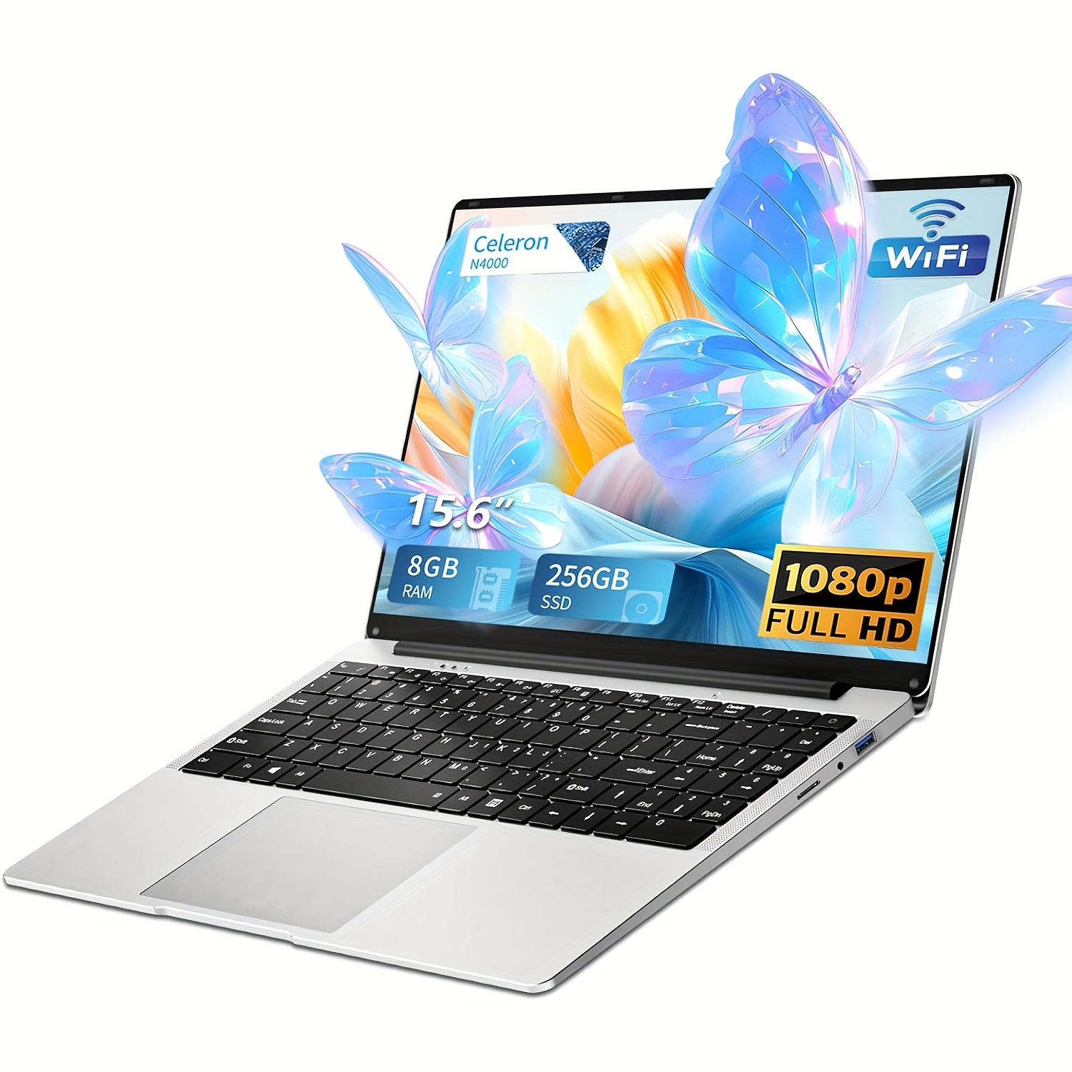 Image of Christmas Gift 15.6 Inch Celeron N4000 Laptop, 8gb Lpddr4 Ssd 256gb Full Hd 1920 X 1080 Notebook With Usb 3.0, Wi-fi, Student Notebook, Support 1tb Ssd Expansion