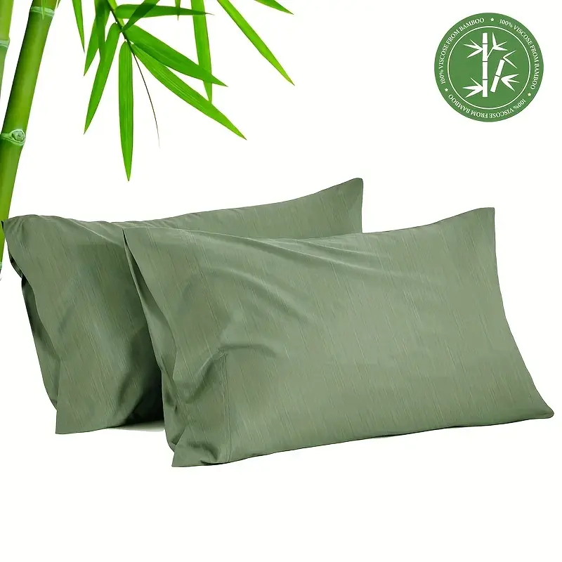 2pcs summer cooling bamboo fiber pillowcases 30 bamboo fiber 70 microfiber material breathable and comfortable soft cooling pair set for couples envelope design for   and washing bedroom decorative pillowcases Product details 5