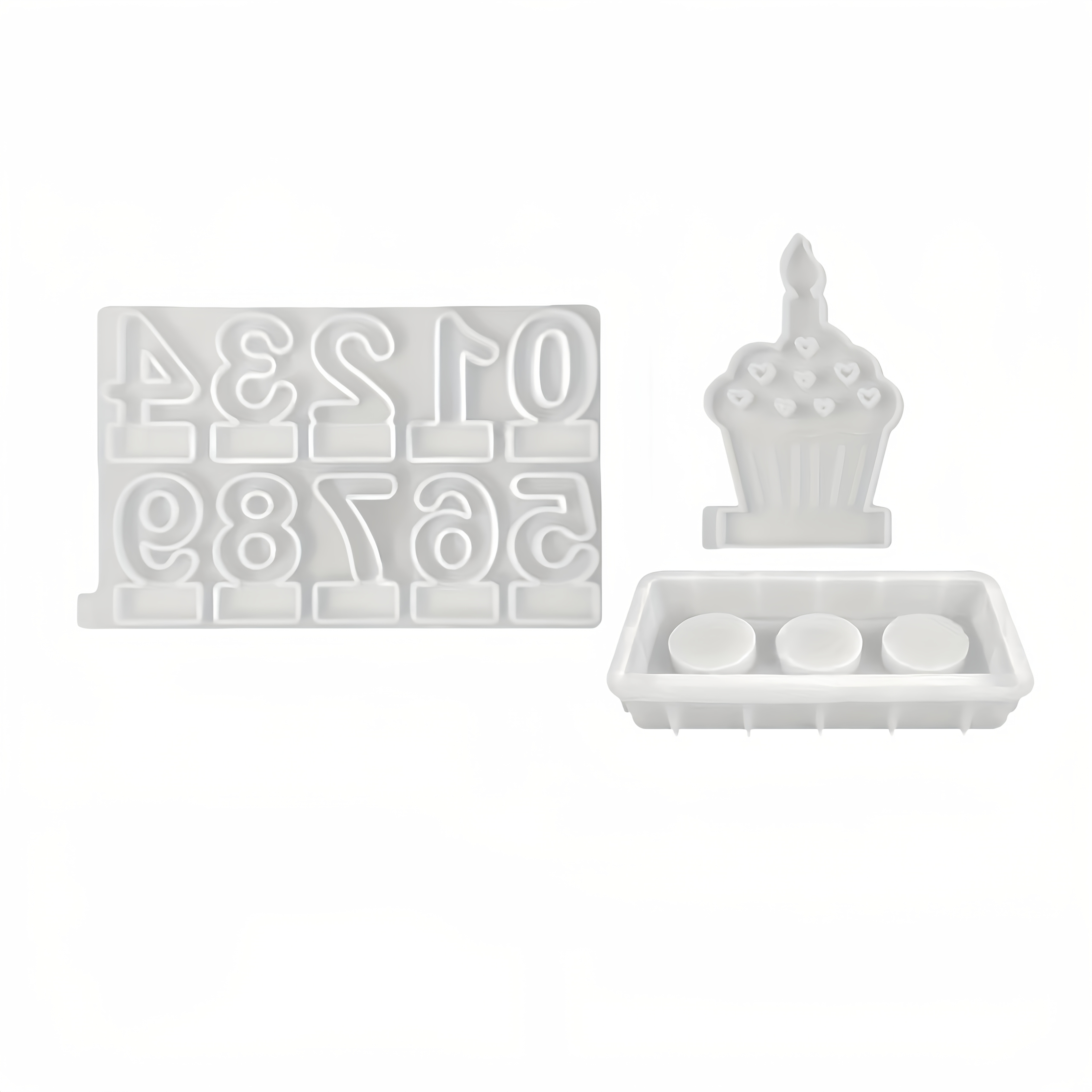 E-shop 3er-Set Geburtstags-Silikonform, Gipsform, Tonform, Zahlen 0-9 Kerzenständer, Zahlenkerzenform, Geburtstagskerzenständer, Geburtstags-Schmuck,
