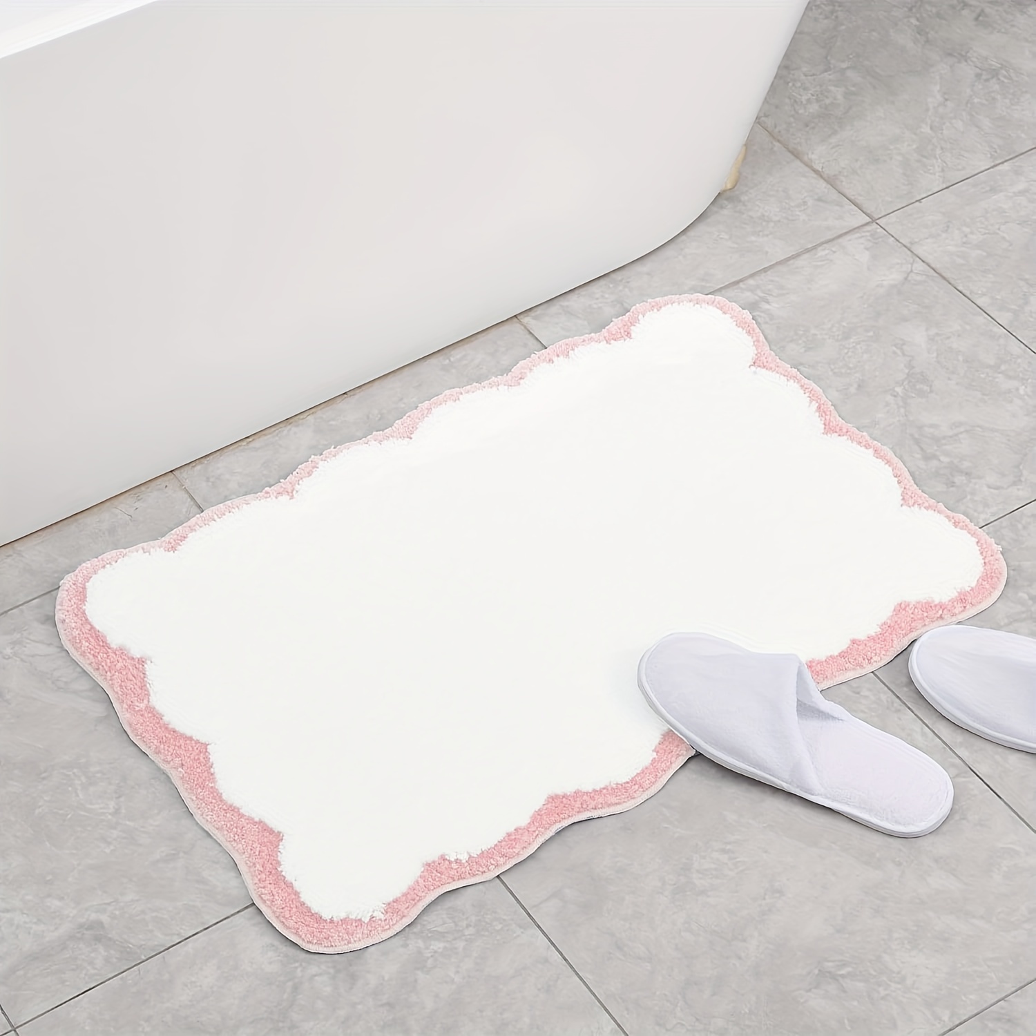 machine washable tufted oblong bath rug with non slip tpr backing polyester ultra absorbent   bath mat ideal for bathroom bathtub and bedroom doorway modern   fluffy plush winter decor decoration Product details 1
