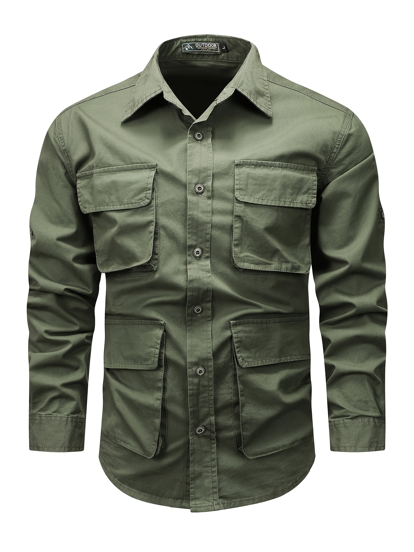 men's cargo shirt four pockets cotton military Temu Oman
